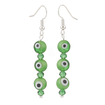 7 Pairs 7 Color Lampwork Evil Eye & Glass Beaded Dangle Earrings EJEW-JE05086-1