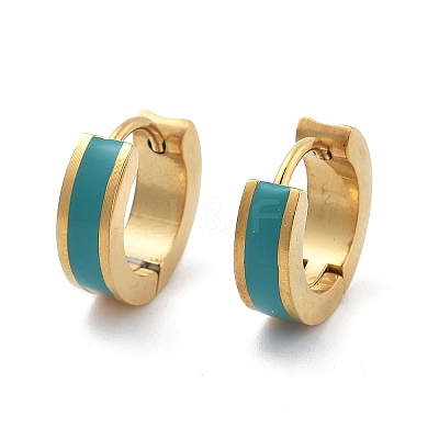 Ion Plating(IP) 304 Stainless Steel Enamel Hoop Earrings EJEW-P300-03G-1