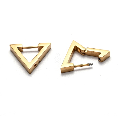 304 Stainless Steel Triangle Huggie Hoop Earrings STAS-H156-02B-G-1