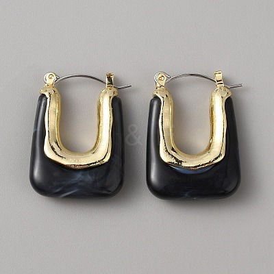 Acrylic Rectangle Hoop Earrings EJEW-WH0012-039B-1