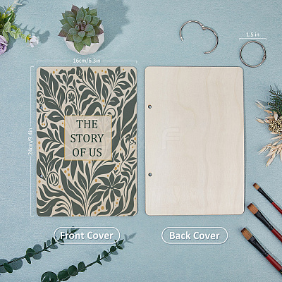 Wooden 2-Ring Loose Leaf Binder Postcard Phote Album Cover DIY-WH0547-065-1