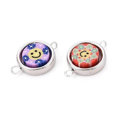 Polymer Clay Beads with CCB Plastic Frame Connector Charms CLAY-T022-35M-04-1