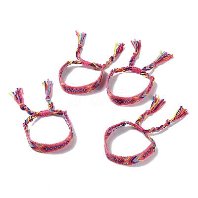 Polyester-cotton Braided Rhombus Pattern Cord Bracelet FIND-PW0013-001A-09-1