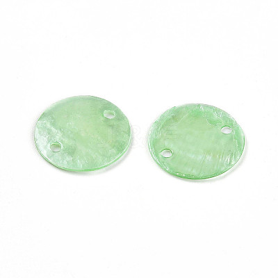 Dyed Natural Capiz Shell Disc Links Connector Charms SSHEL-WH0006-01A-6-1