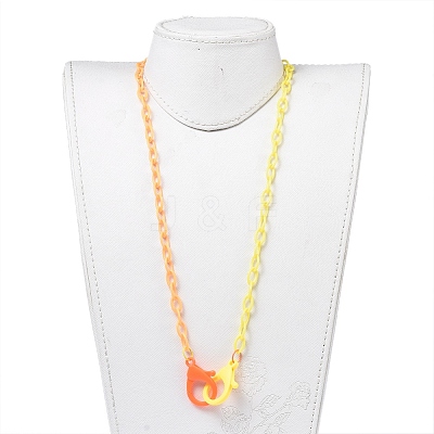 Personalized Two Tone ABS Plastic Cable Chain Necklaces X-NJEW-JN02825-02-1