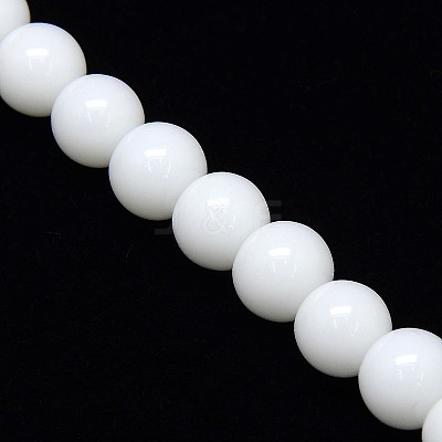 Opaque Solid Color Crystal Glass Round Beads Strands EGLA-F037-8mm-E01-1
