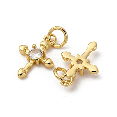 Brass Micro Pave Cubic Zirconia Pendants KK-P308-27G-1