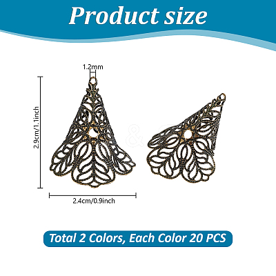 Brass Filigree Bead Caps KK-PH0034-61-1