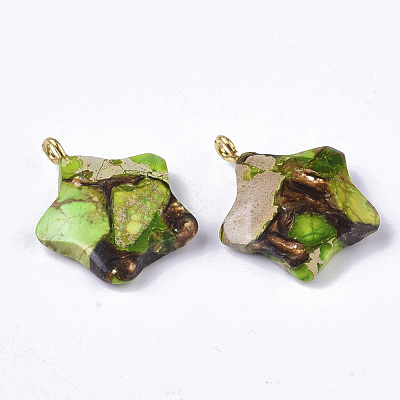 Assembled Synthetic Imperial Jasper and Bronzite Pendants G-S366-002G-1