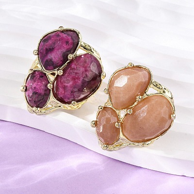 Natural Quartz Cuff Rings RJEW-M076-06G-1