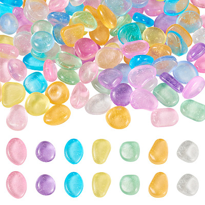 100Pcs Luminous Transparent Resin Cabochons RESI-TAC0011-79-1