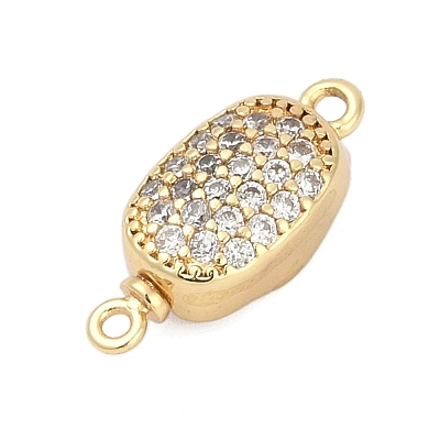 Brass Micro Pave Clear Cubic Zirconia Box Clasps KK-P291-38G-1