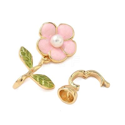 Flower Brass Enamel Fold Over Clasps LS-KK-S531-33G-B-1