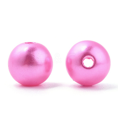 Spray Painted ABS Plastic Imitation Pearl Beads OACR-T015-05C-15-1