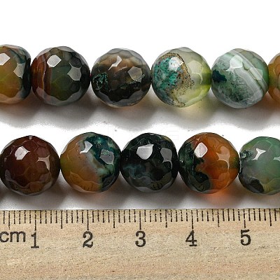Faceted Natural Banded Agate Beads Strands G-F447-12mm-O03-1