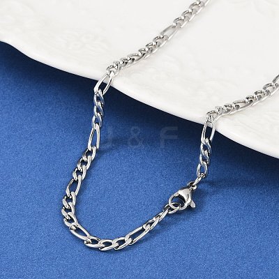 Non-Tarnish 304 Stainless Steel Figaro Chain Necklaces STAS-P101-71P-1