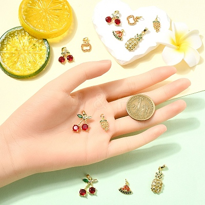 2Pcs Brass Micro Pave Cubic Zirconia Pendants KK-YW0003-22-1