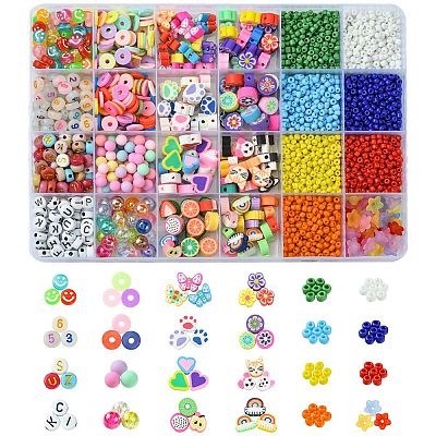 DIY Polymer Clay & Glass Seed & Acrylic Beads Making Finding Kits DIY-FS0006-38-1