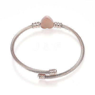 316 Surgical Stainless Steel Torque Bangles BJEW-D437-A37-RG-1