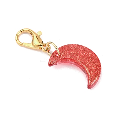 Glass Moon Pendant Decorations HJEW-JM04367-01-1