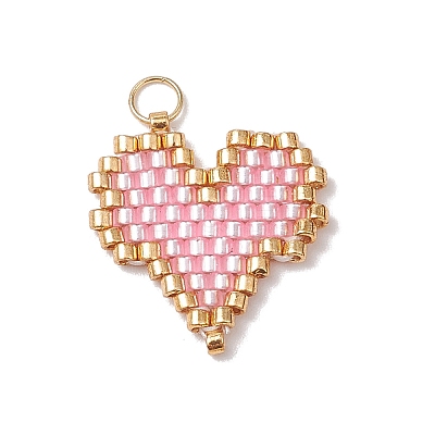 MIYUKI Delica Glas Seed Beaded Heart Pendants PALLOY-MZ00701-01-1