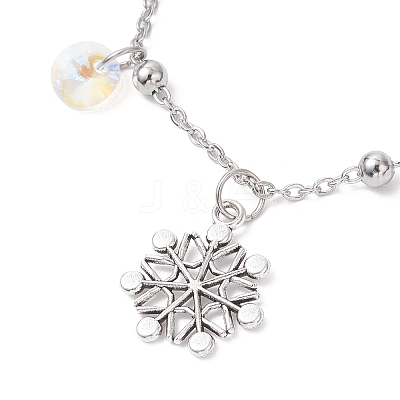 3Pcs Christmas Snowflake Alloy Charm Bracelets BJEW-JB12677-1