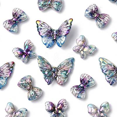 24Pcs 6 Styles UV Plating Printed Opaque Acrylic Beads PACR-FS0001-10-1
