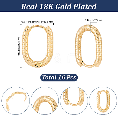 16Pcs 304 Stainless Steel Hoop Earrings EJEW-SC0002-30-1