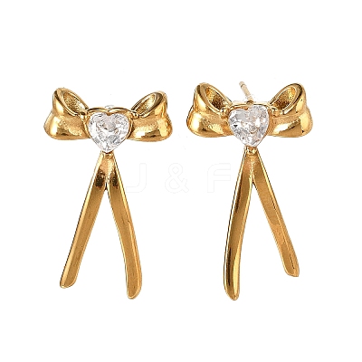 304 Stainless Steel Micro Pave Clear Cubic Zirconia Stud Earrings EJEW-I318-01G-05-1