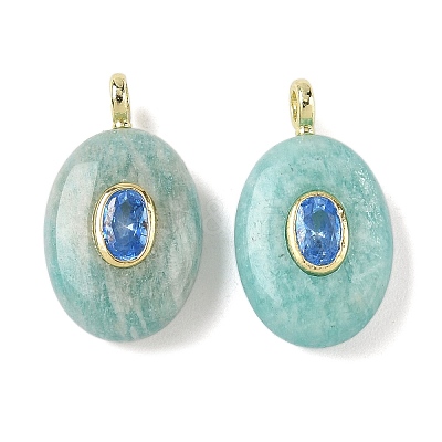 Natural Amazonite & Cubic Zirconia Pendants X-G-Z076-01G-18-1