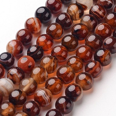 Natural Striped Agate/Banded Agate Beads Strands G-D845-05-8mm-1