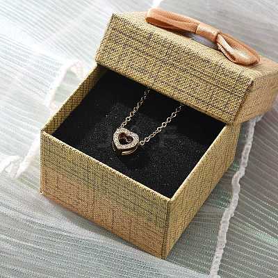 304 Stainless Steel Crystal Rhinestone Pendant Cable Chain Necklaces for Women NJEW-C062-01G-G-1