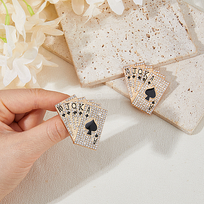 2Pcs Poker Card Enamel Pins JEWB-FH0003-18G-1