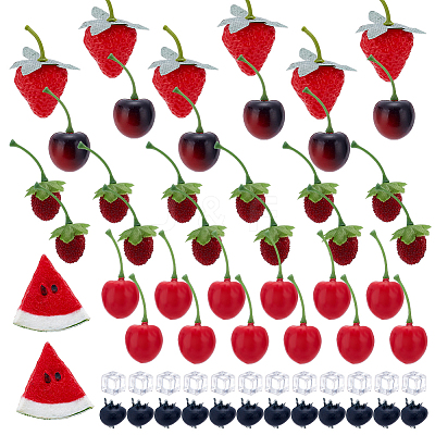 62Pcs 7 Styles Plastic Imitation Fruit DJEW-PH0001-63-1