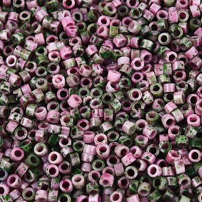 Opaque Picasso Cylinder Glass Beads SEED-Q039-06A-08-1