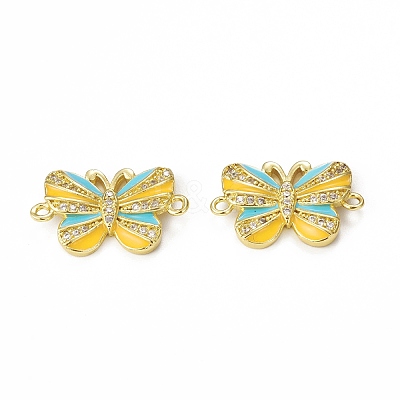 Brass Micro Pave Cubic Zirconia Connector Charms KK-E068-VB407-3-1