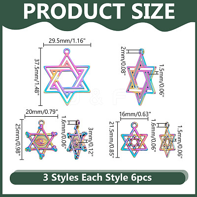 18Pcs 3 Styles Alloy & 304 Stainless Steel Pendants DIY-AR0004-53-1