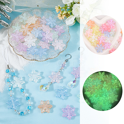 36Pcs 6 Colors Luminous Transparent Acrylic Beads OACR-SC0002-79-1
