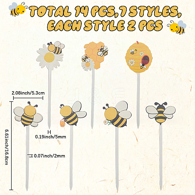 14Pcs Wooden Cake Toppers Decorations DIY-CN0005-56A-1
