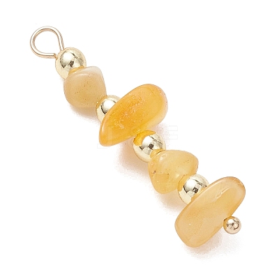 Natural Amber Chip with Round Electroplate Synthetic Non-magnetic Hematite Pendants PALLOY-JF05007-1