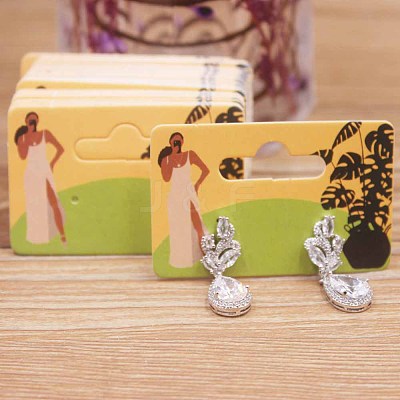 Rectangle Paper One Pair Earring Display Cards with Hanging Hole CDIS-C004-04B-1