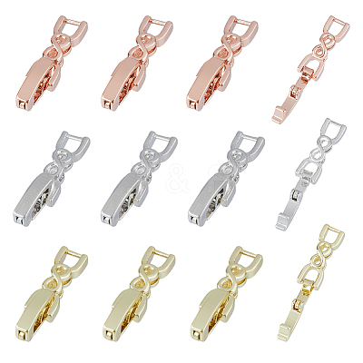 12Pcs 3 Colors Brass Fold Over Clasps KK-FH0007-44-1