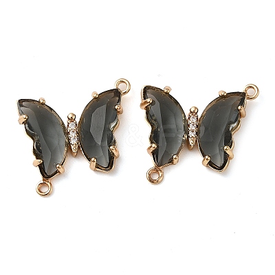 Brass Pave Faceted Glass Connector Charms FIND-Z020-04V-1