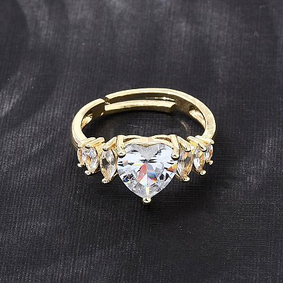 Brass Micro Pave Cubic Zirconia Cuff Open Rings CU-CBA5C10-08G-1