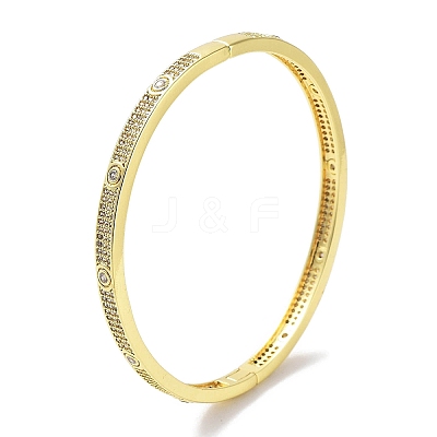 Brass Micro Pave Clear Cubic Zirconia Hinged Bangles for Women BJEW-Z061-15B-1