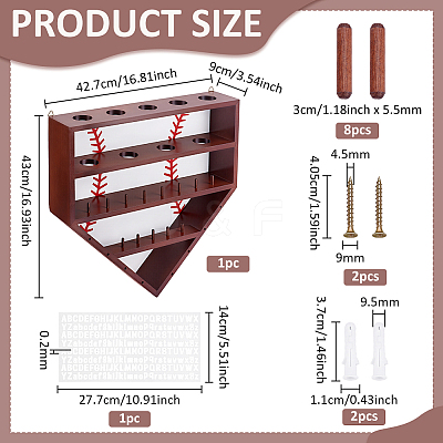 Wall-mounted Pine Wood Organizer Display Stands for Championship Rings RDIS-WH0016-25A-1