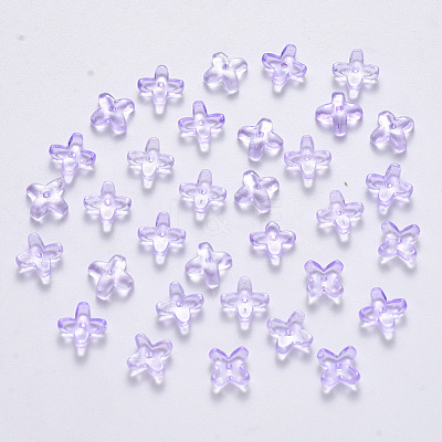 Transparent Spray Painted Glass Beads GLAA-R211-06-C02-1