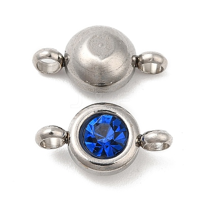304 Stainless Steel Single Rhinestone Connector Charms STAS-E194-13P-06-1