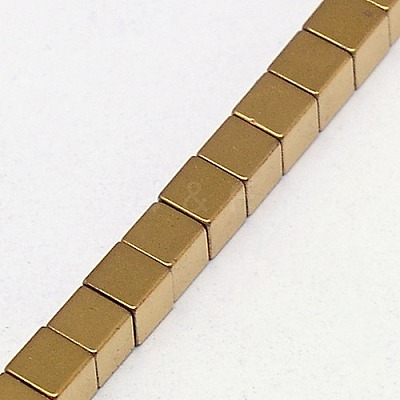 Electroplate Non-magnetic Synthetic Hematite Beads Strands G-J170A-4x4mm-07-1