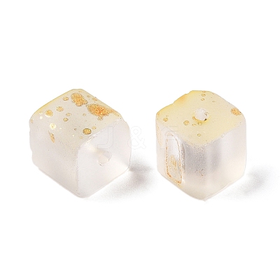 Frosted Glass Beads with Golden Glitter Powder LS-DGLA-NH001-8mm-01A-1